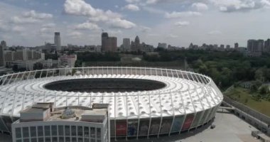 Olimpiyat Stadı. 13 Haziran 2017. Ukrayna. Kiev (Kiev). Havadan görünümü Olimpiyat MGK. Şampiyonlar Ligi. Futbol Dünya Kupası. Futbol sahası.