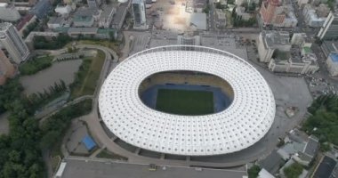 Olimpiyat Stadı. 13 Haziran 2017. Ukrayna. Kiev (Kiev). Havadan görünümü Olimpiyat MGK. Şampiyonlar Ligi. Futbol Dünya Kupası. Futbol sahası.