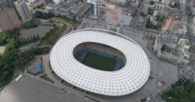 Olimpiyat Stadı. 13 Haziran 2017. Ukrayna. Kiev (Kiev). Havadan görünümü Olimpiyat MGK. Şampiyonlar Ligi. Futbol Dünya Kupası. Futbol sahası.