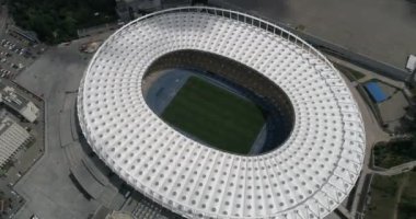 Olimpiyat Stadı. 13 Haziran 2017. Ukrayna. Kiev (Kiev). Havadan görünümü Olimpiyat MGK. Şampiyonlar Ligi. Futbol Dünya Kupası. Futbol sahası.