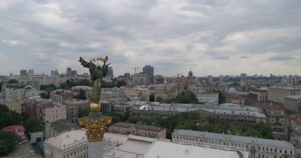 Unabhängigkeitsplatz August 2017 Ukraine Kiev Kyiv Luftaufnahme Des Denkmals Der — Stockvideo