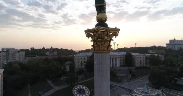 Independence Square August 2017 Ukraine Kiev Kyiv Aerial View Monument — Stock Video