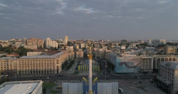 Independence Square August 2017 Ukraine Kiev Kyiv Aerial View Monument — Stock Video
