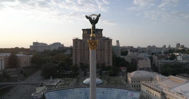 Unabhängigkeitsplatz August 2017 Ukraine Kiev Kyiv Luftaufnahme Des Denkmals Der — Stockvideo