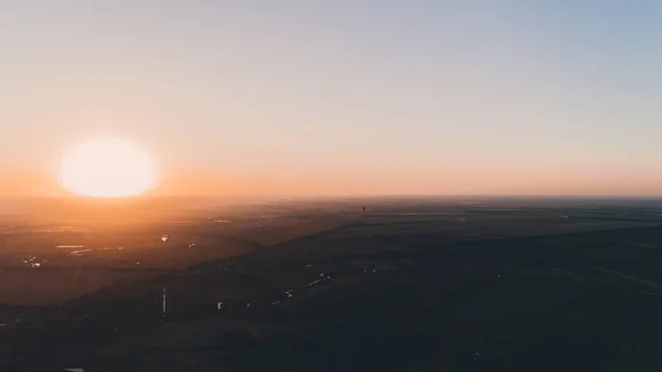 Flygfoto Över Solnedgången Blå Himmel Ukraina — Stockfoto