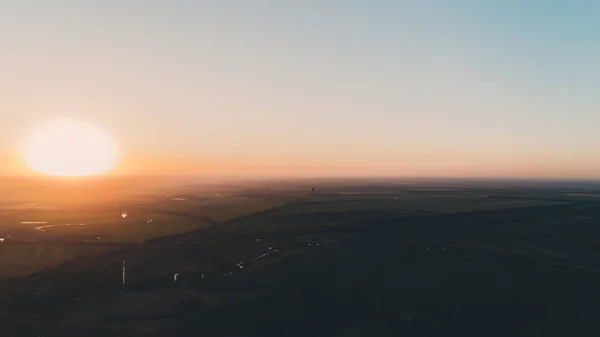 Widok Lotu Ptaka Zachód Słońca Błękitne Niebo Ukraina — Zdjęcie stockowe