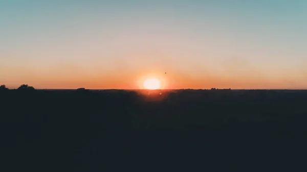 Flygfoto Över Solnedgången Ballong Mot Solnedgången Blå Himmel Ukraina — Stockfoto