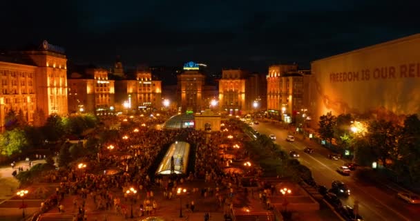 Independence Square Maj 2018 Kiev Kiev Ukraina Flygfoto Över Fontänerna — Stockvideo