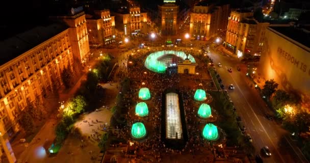 Independence Square Maj 2018 Kiev Kiev Ukraina Flygfoto Över Fontänerna — Stockvideo