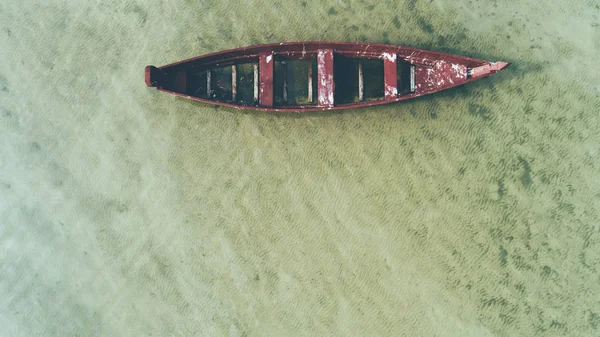 Veduta Aerea Della Barca Nel Lago Estate Giorno Ucraina — Foto Stock