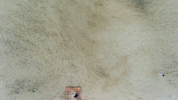 Vista Aérea Lago Transparente Gente Berth Verão Praia Ucrânia — Fotografia de Stock