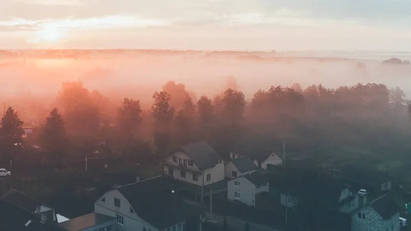 Luftaufnahme Bei Sonnenaufgang Himmel Wald Bäume Sommer Natur Ukraine — Stockfoto