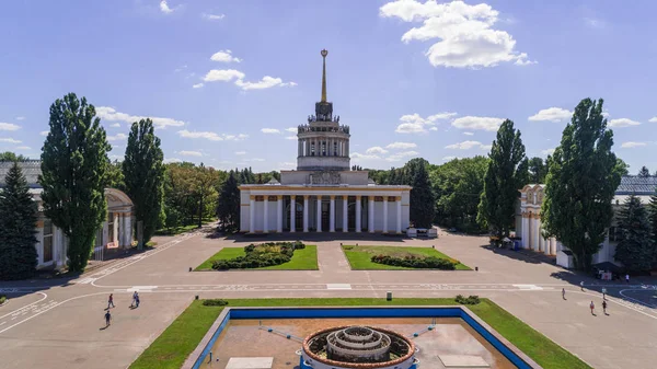 Aerial View Pavilion Ancient Building People Sky Trees Exhibition Center — Stock Photo, Image