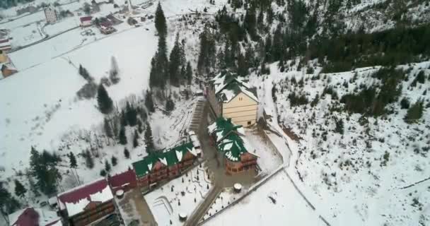 Hotel Podgorye Marca 2018 Bukovel Ukraina Widok Lotu Ptaka Budynku — Wideo stockowe