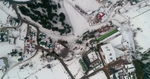 Luchtfoto Van Een Huis Bergen Sneeuw Winter Boekovel Oekraïne — Stockvideo