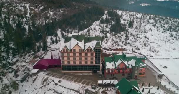 Hotel Podgorye Março 2018 Bukovel Ucrânia Vista Aérea Edifício Nas — Vídeo de Stock