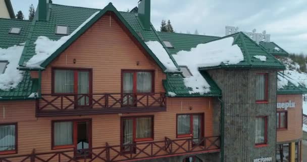 Hotel Podgorye Března 2018 Bukovel Ukrajina Letecký Pohled Budovy Horách — Stock video