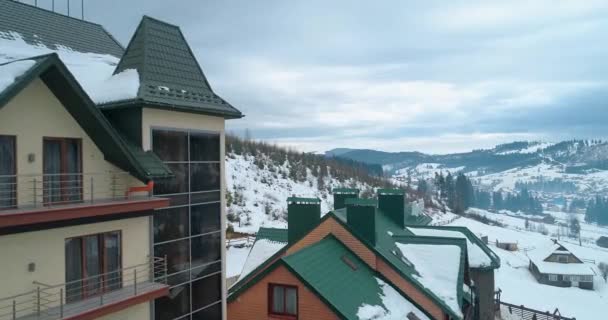 Hotel Podgorye Marzo 2018 Bukovel Ucrania Vista Aérea Edificio Las — Vídeos de Stock