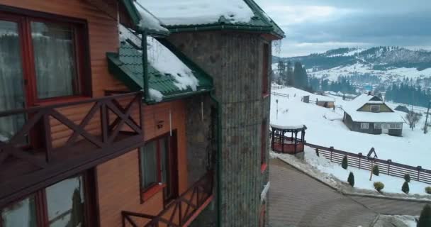 Hotel Podgorye Marca 2018 Bukovel Ukraina Widok Lotu Ptaka Budynku — Wideo stockowe