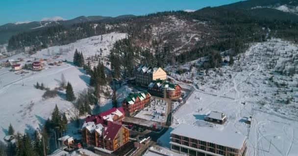 Hotel Podgorye Marzo 2018 Bukovel Ucrania Vista Aérea Edificio Las — Vídeos de Stock