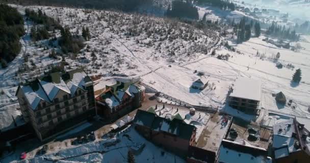 Hotel Podgorye Marzo 2018 Bukovel Ucrania Vista Aérea Edificio Las — Vídeo de stock