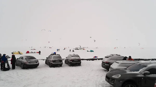 Kiev Sea Februari 2018 Kiev Oekraïne Luchtfoto Van Sneeuw Winter — Stockfoto