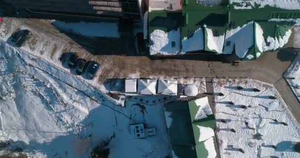 Luftaufnahme Eines Hauses Den Bergen Karpaten Schnee Winter Bukovel Ukraine — Stockvideo
