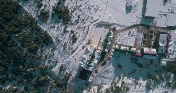 Veduta Aerea Una Casa Montagna Carpazi Neve Inverno Bukovel Ucraina — Video Stock