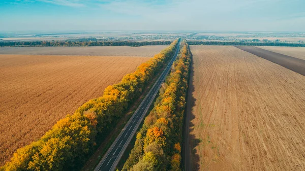 Vista Aérea Nova Estrada Ucrânia Outono Marcação — Fotografia de Stock