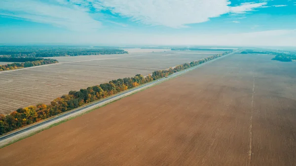 Aerial View New Road Ukraine Autumn Road Marking — Stock Photo, Image