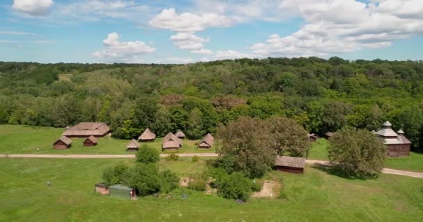 Vue Aérienne Maisons Bois Dans Musée Architecture Nationale Vie Ukraine — Video