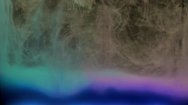 Renkli Mavi Mor Mürekkep Suda Karıştırma Kopya Alanı Ile Siyah — Stok video