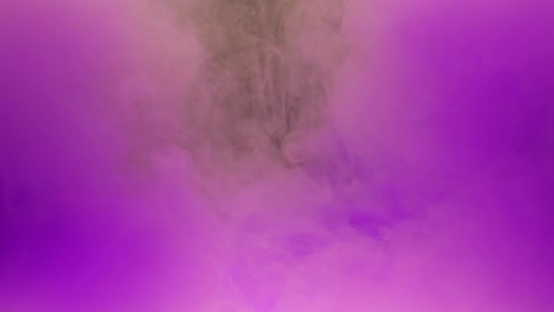 カラフルな紫色のインクを水中に混ぜ合わせ コピースペースで静かに水中を旋回 塗料の着色されたアクリル雲が分離しました 抽象的な煙の爆発アニメーション アートの背景 スローモーション — ストック動画