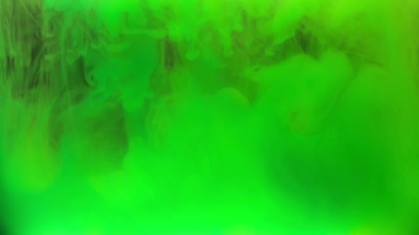 Colorful Green Ink Mixing Water Swirling Softly Underwater Copy Space — Stock Video