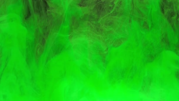 五颜六色的绿色墨水在水中混合 在水下轻柔地旋转 有复制空间 彩色丙烯酸云的油漆隔离 抽象烟雾爆炸动画 太空艺术背景 — 图库视频影像