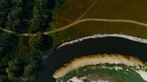 Veduta Aerea Fiume Campo Foresta Essiccati Estate Concetto Inquinamento Ambientale — Video Stock