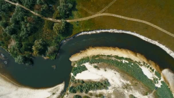 Veduta Aerea Fiume Campo Foresta Essiccati Estate Concetto Inquinamento Ambientale — Video Stock