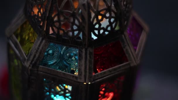 Fanous Het Licht Van Ramadan Eid Decoratie Verlichting Nachts — Stockvideo