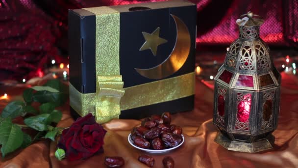 イード祭アル 犠牲祭 イスラム教徒のギフト メッカ巡礼ムバラク ギフト — ストック動画