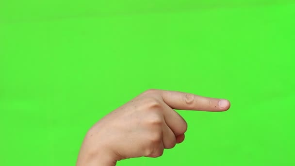 Pekande Finger Hand Gest Isolerade Grön Skärm Chromakey — Stockvideo