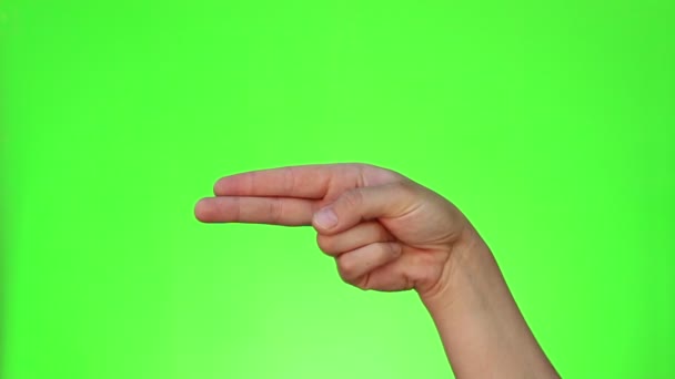 Finger Gun Skylten Single Handed Gest Chromakey Grön Skärm Isolerade — Stockvideo