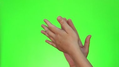 Eller darağacının. İki jest uzattı. Chromakey. Yeşil ekran. İzole