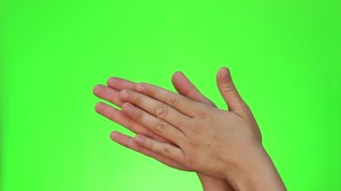 El sürtünme. İki el hareketleri. Chromakey. Yeşil ekran. İzole