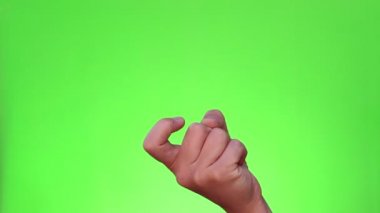 Çağıran parmak. Tek elle hareket. Chromakey. Yeşil ekran. İzole
