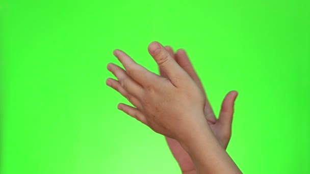 Manos Aplaudiendo Gesto Dos Manos Chromakey Pantalla Verde Aislado — Vídeos de Stock