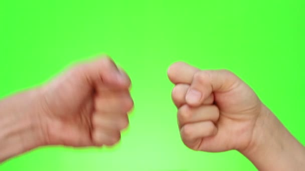 Playing Rock Paper Scissors Close Hands Chromakey Green Screen Isolated — Stock Video