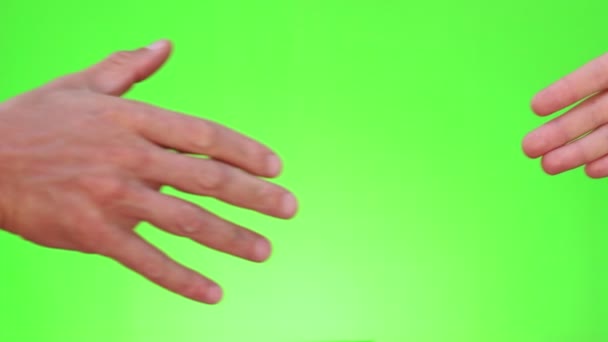 握手握手握手握手握手 両手でジェスチャー クロマキー 緑の画面 — ストック動画