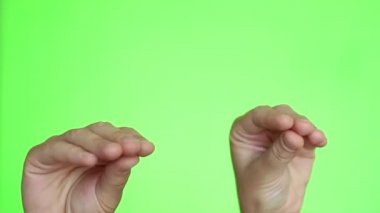 El jestleri konuşmak filan yakın çekim. Chroma anahtar arka plan. Yeşil ekran. İzole