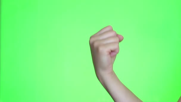 拳头泵 目标的实现 拳头特写 色度键背景 绿色屏幕 — 图库视频影像
