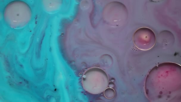 Modèle Aléatoire Liquide Coloré Dans Eau Fond Couleur Abstrait Bulles — Video